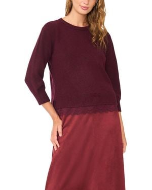 Vince Camuto Chenille Embroidery 3/4-length Sleeve Sweater - Red