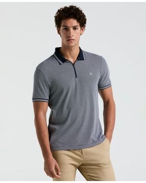 Original Penguin Quarter-zip Jacquard Polo Shirt - Blue