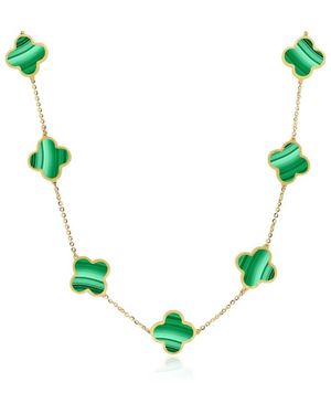 The Lovery Large Malachite Clover Necklace 14k Gold - Green