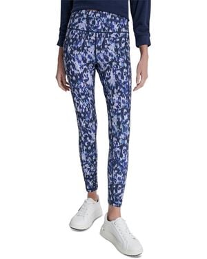 DKNY Printed High-wasit Fitness Tights - Blue