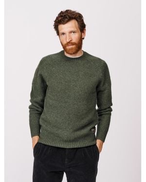 aubi Prestwick Shetland Crew Neck Sweater - Green