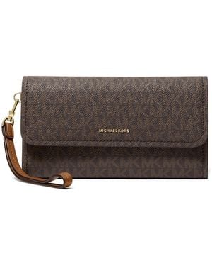 Michael Kors Michael Jet Set Medium Flap Double Zip Wristlet - Brown