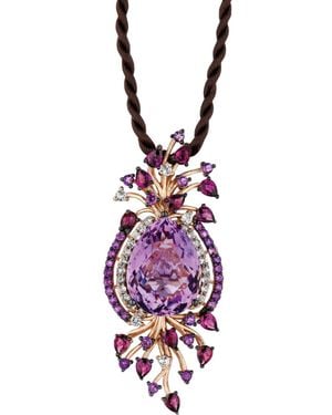 Le Vian Crazy Collection Multi-stone Cord Pendant Necklace In 14k Strawberry Rose Gold (18 Ct. T.w.) - Purple