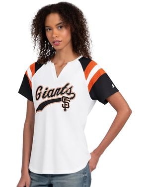 Starter White San Francisco Giants Game On Notch Neck Raglan T-shirt