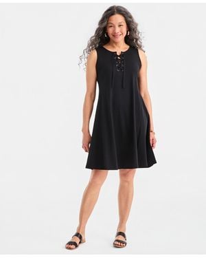 Style & Co. Lace-up Sleeveless Dress - Black