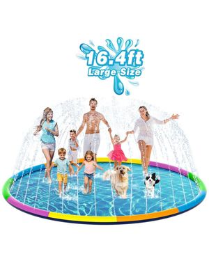 Aofar Splash Pad Sprinkler Play Mat Dogs Pool Outdoor Fountain Pets - Blue