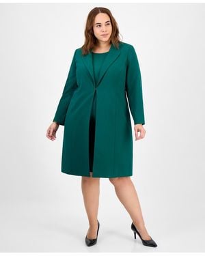 Le Suit Plus Size Sleeveless Sheath Dress Suit Set - Green