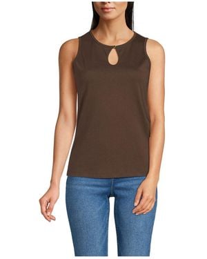Lands' End Petite Supima Keyhole Tank - Blue