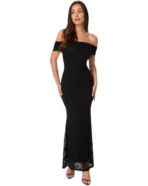 Bebe Off-the-shoulder Lace Maxi Dress - Black