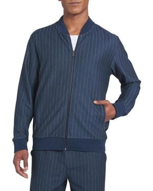 DKNY Pinstripe Zip-up Jacket - Blue