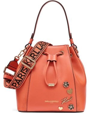 KARL LAGERFELD Adele Extra-large Bucket Handbag - Red