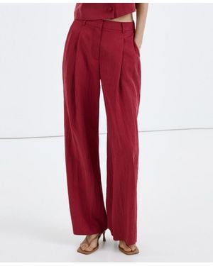 Mango Mid-rise Lyocell Pants - Red