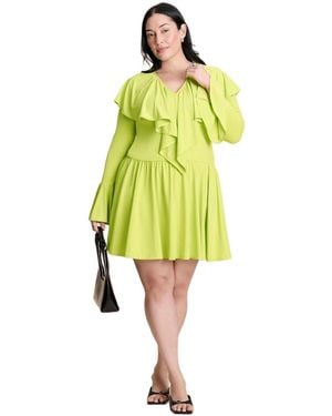 Eloquii Flounce Mini Dress - Yellow