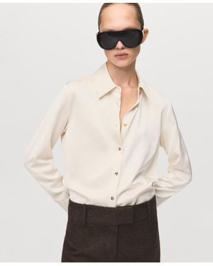 Mango Satin Finish Flowy Shirt - White