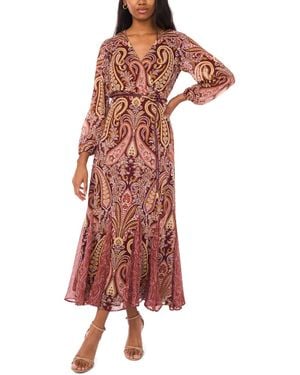 Msk Long Sleeve Belted Maxi Dress - Red