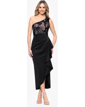 Betsy & Adam Petite One-shoulder Midi Dress - Black