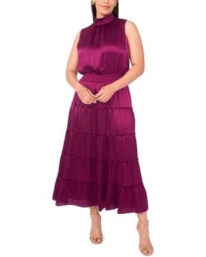 Msk Plus Size Tiered Halter Maxi Dress - Purple