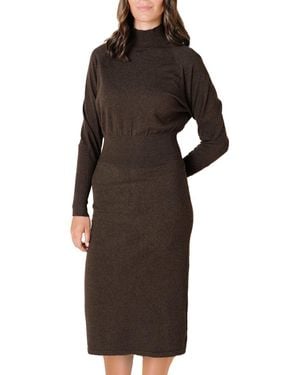 Hope & Henry Mock Neck Dolman Sleeve Sweater Dress - Brown