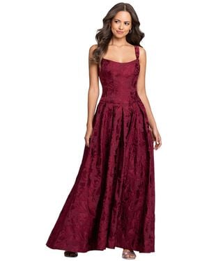 Betsy & Adam Floral A-line Gown - Red