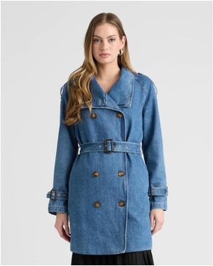 NVLT Denim Trench Coat - Blue