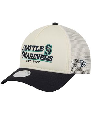 KTZ Light Beige/navy Seattle Mariners Retro 9forty M-crown A-frame Trucker Adjustable Hat - Gray
