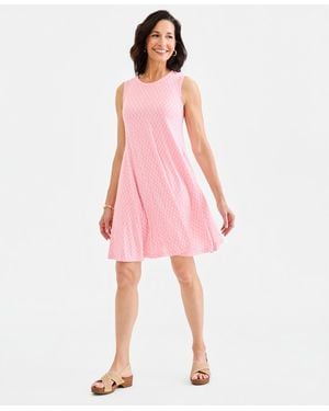 Style & Co. Printed Sleeveless Knit Dress - Pink