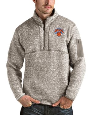 Antigua New York Knicks Fortune Quarter-zip Pullover Jacket - Gray