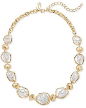 Style & Co. Gold-tone Baroque Imitation Pearl Orbital Collar Necklace - Metallic