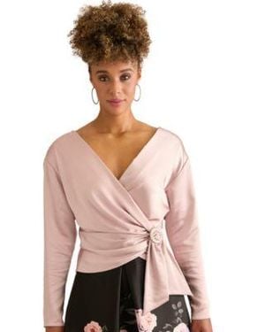 Muse V Neck Long Sleeve Top - Pink