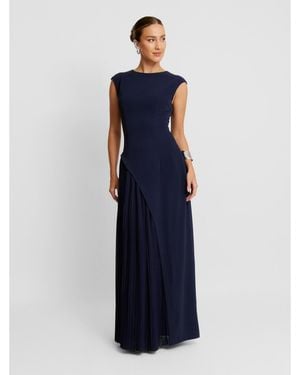 Six Stories Cap Sleeve Pleated Maxi Dress - Blue