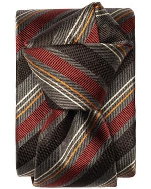 Elizabetta Espada Striped Extra Long Tie - Brown