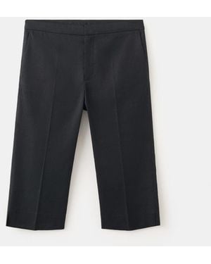 Mango Linen Capri Pants - Black