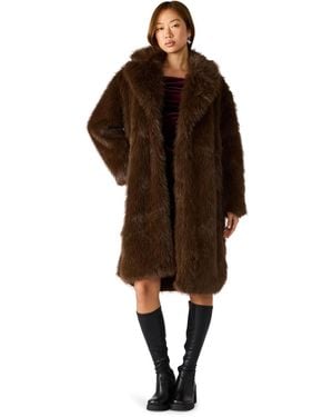 Steve Madden Oversized Long Sleeves Coat - Brown