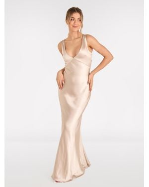 Six Stories Twist Back Satin Bridesmaid Dress - White