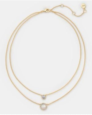 DKNY Mother Of Pearl Inlay Double Row Necklace - Natural
