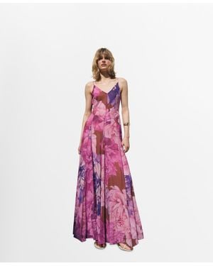Mango Floral Godet Dress - Pink