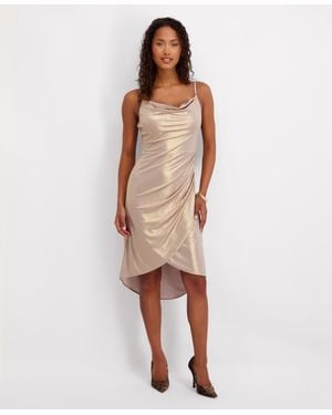 Siena Jewelry Foiled Sleeveless Midi Dress - Natural
