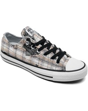 Converse Chuck Taylor All Star Distressed Plaid Lace Low-top Sneakers From Finish Line - White