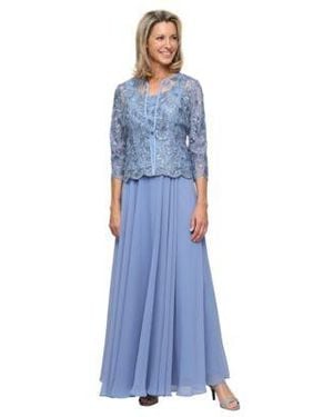 Alex Evenings Scoop Neck Ball Gown Jacket 2 Piece Set - Blue