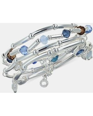 Anne Klein Silver-tone 4-pc. Colored Shaky Stone Stretch Bracelets - Blue