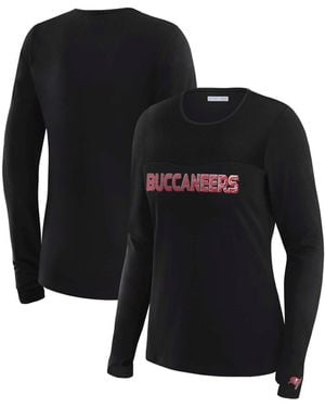 WEAR by Erin Andrews X Gracie Hunt Tampa Bay Buccaneers Mesh Panel Long Sleeve T-shirt - Black