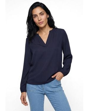 Olsen Long-sleeve Tunic-neckline Blouse - Blue