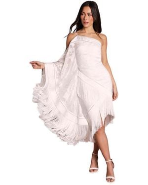 Coast Asymmetric Fringe One-shoulder Dress - Pink