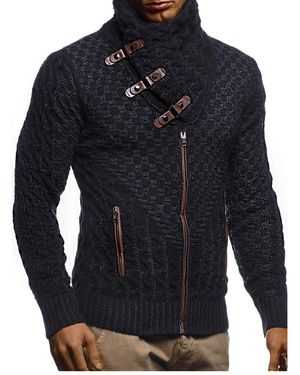 Leif Nelson Knitted Shawl Collar Cardigan - Blue