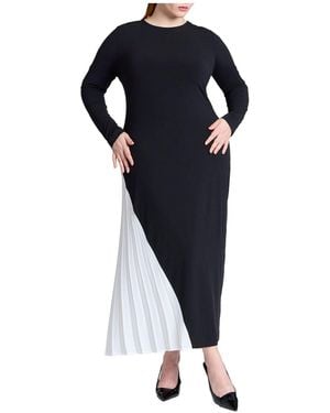 Eloquii Plus Size Maxi Dress With Pleat - Black