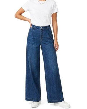 Joie Mid-rise Pleated Wide Leg Jeans - Blue