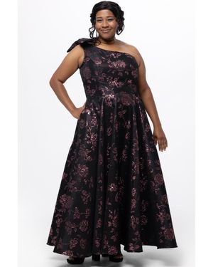 strapless open back dress Hot Pink One Shoulder Flower Tulle Tiered Midi Dress – SSYS main image 1