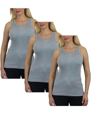 Galaxy By Harvic Loose Fit Ribbed Tank Top-3 Pack - Blue