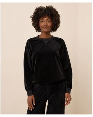 Pact Cotton Velour Crew Pullover - Black