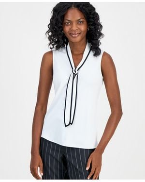 Kasper Tie-neck Sleeveless Blouse - White